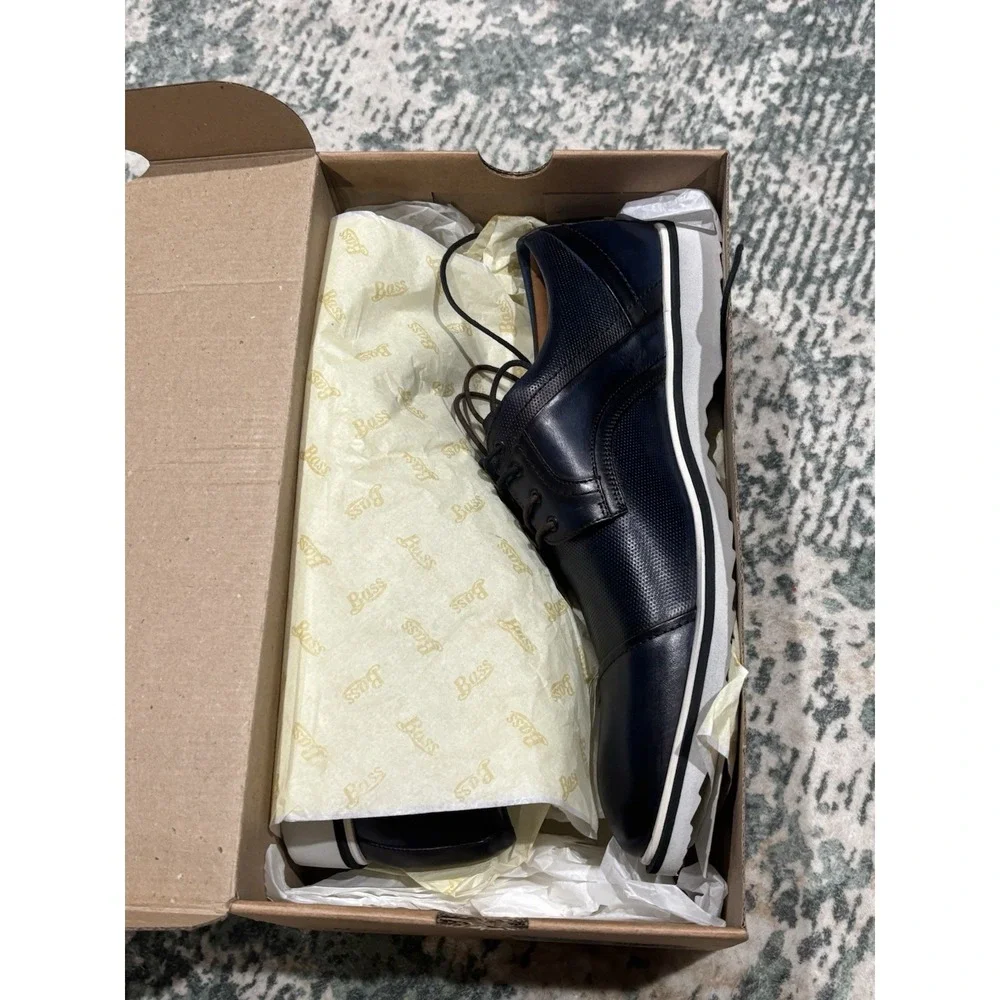 G H‎ Bass Mens Navy Napa WH Maine Leather Lace Up Oxfords 10M New